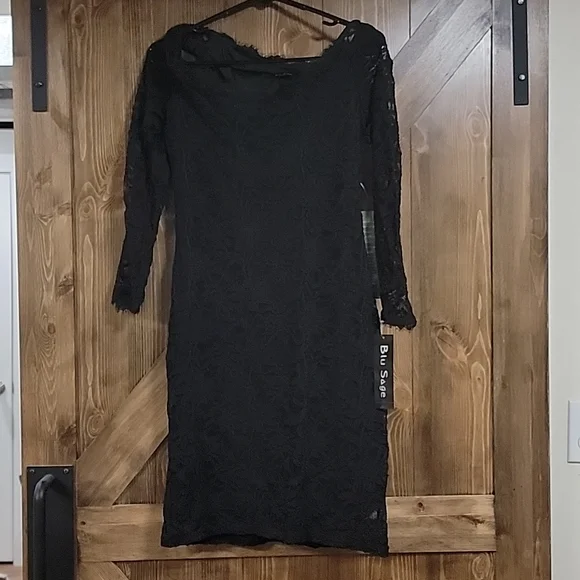 blu sage lace dress Blu Sage Long Sleeve Sequin Lace Sheath Dress, Womens, Size 10, Blue